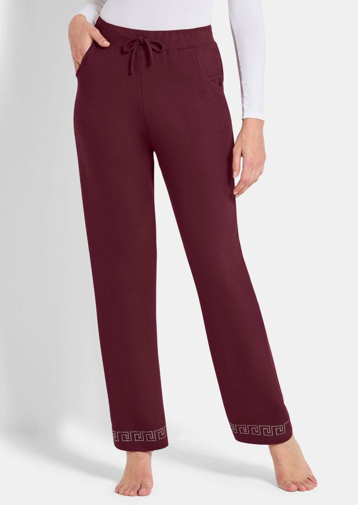 Freizeithose mit Glitzerbordüre - bordeaux - Gr. 21 von Goldner Fashion