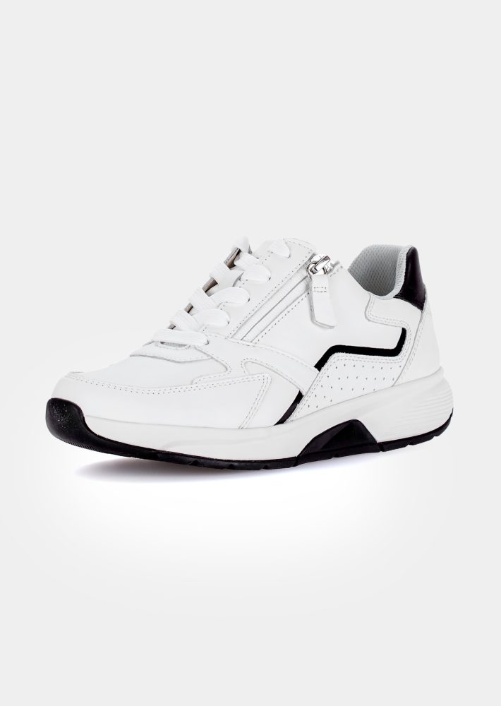 Leder-Sneaker mit Reissverschluss - weiss / schwarz - Gr. 6 von Goldner Fashion