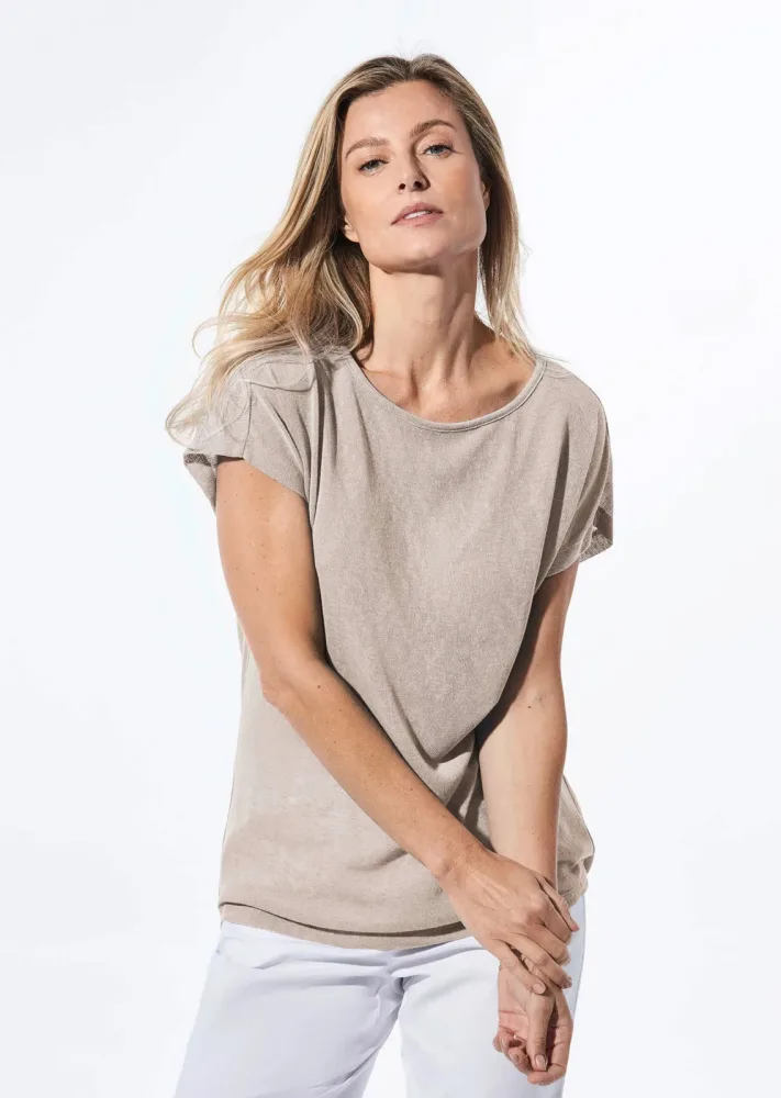 Shirt in Leinenoptik - beige - Gr. 20 von Goldner Fashion
