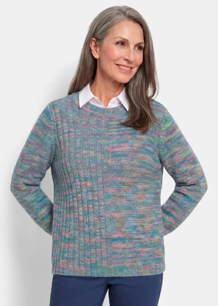 Pflegeleichter Strickpullover in Melange-Optik - bunt / gemustert - Gr. 20 von Goldner Fashion