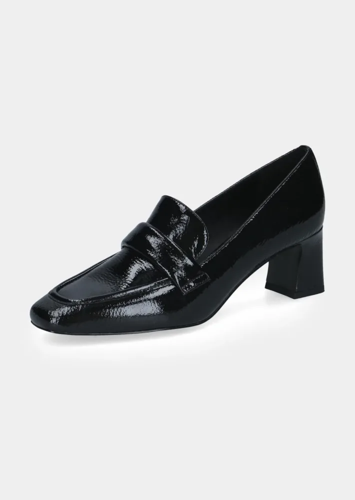 Leder-Pumps mit elegantem Blockabsatz - lackschwarz - Gr. 38 von Goldner Fashion
