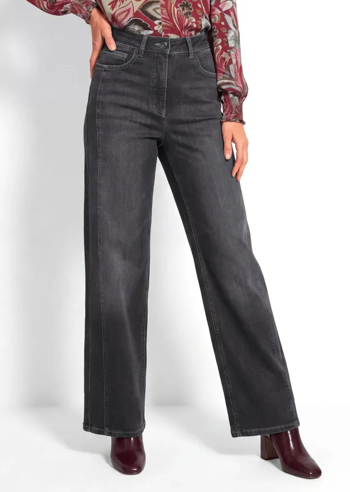 Weite Jeans VERA mit Schlank-Effekt - grau - Gr. 19 von Goldner Fashion