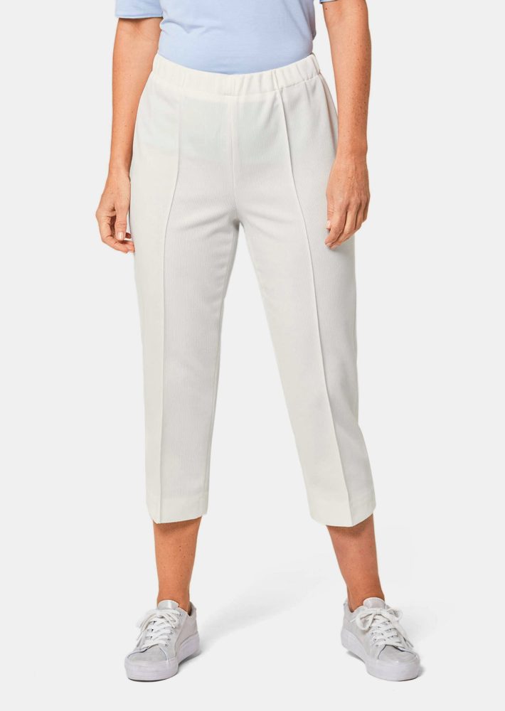 Bequeme 7/8-Rippenhose CARLA - cremeweiss - Gr. 38 von Goldner Fashion