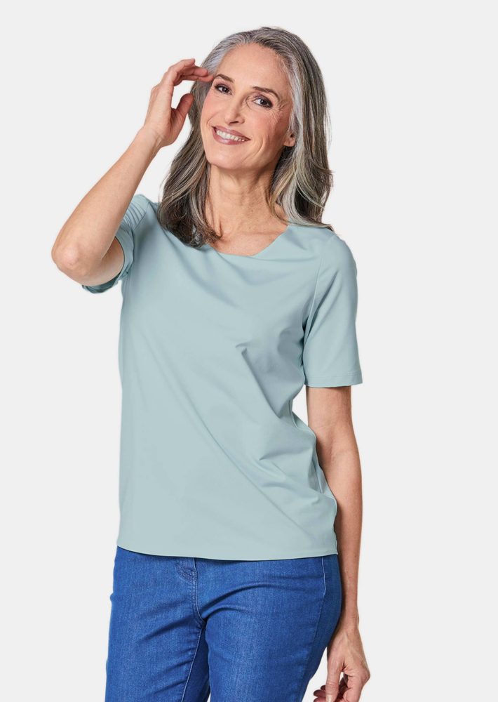 Gepflegtes Shirt in formstabiler Ware - hellblau - Gr. 21 von Goldner Fashion