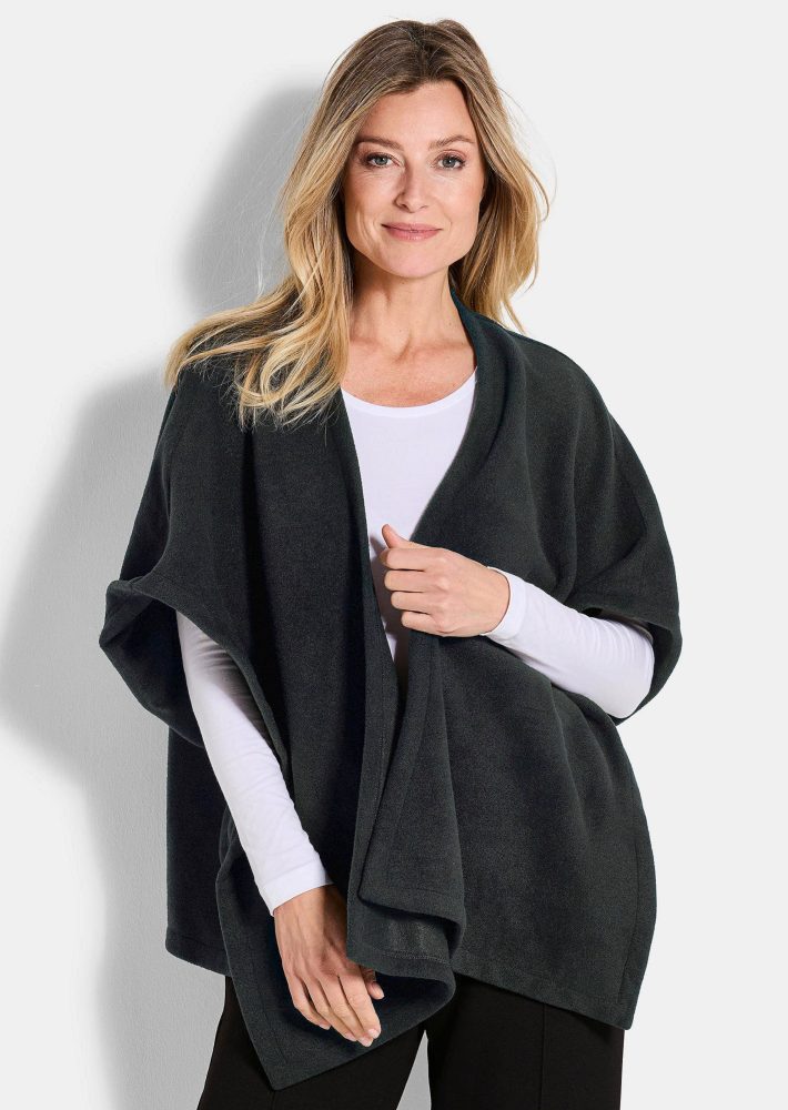 Fleece-Poncho - schwarz - Gr. Einheitsgröße von Goldner Fashion