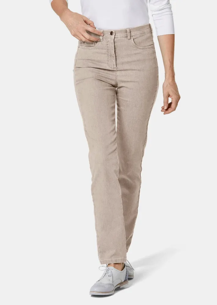 Schmale High-Stretch-Jeans LOUISA - taupe - Gr. 21 von Goldner Fashion