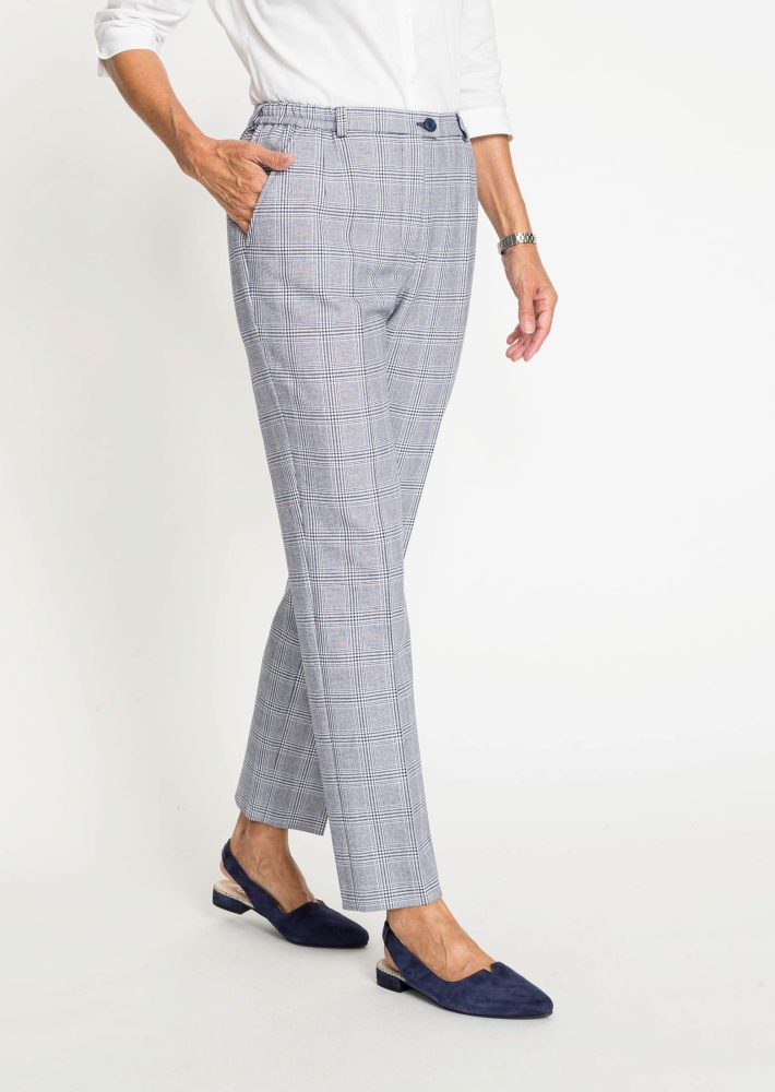 Karohose Classic mit Baumwolle - marine / kariert - Gr. 19 von Goldner Fashion