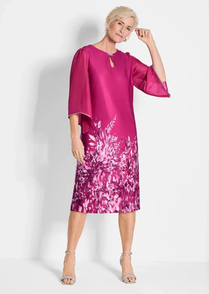 Kleid - pink / geblümt - Gr. 52 von Goldner Fashion