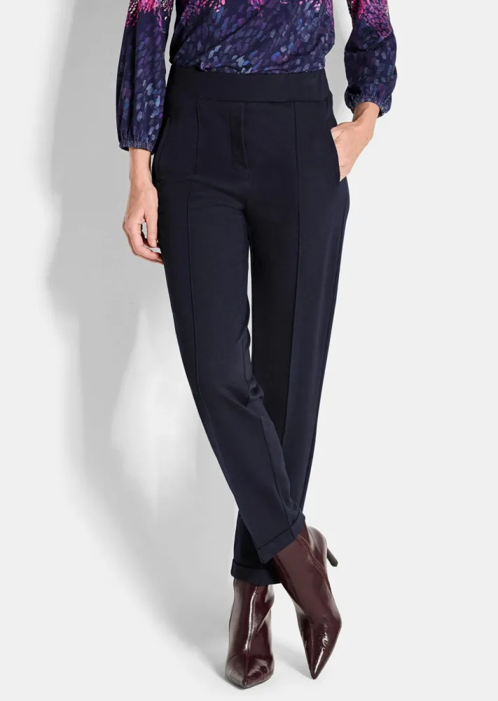 Jerseyhose CARLA in knitterarmer Viskose-Qualität - marine - Gr. 19 von Goldner Fashion
