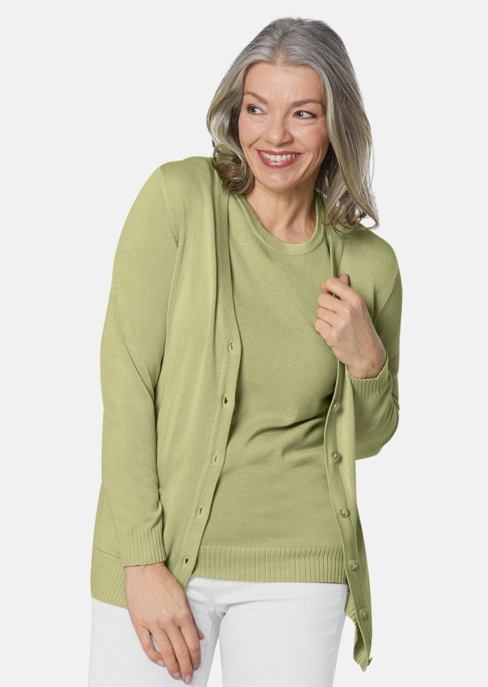 Klassisches Stricktwinset - hellgrün - Gr. 20 von Goldner Fashion