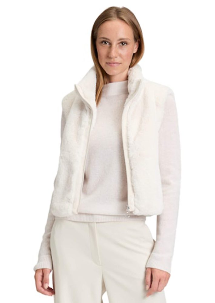 Flauschige Weste aus Fake Fur - beige - Gr. 44 von Goldner Fashion