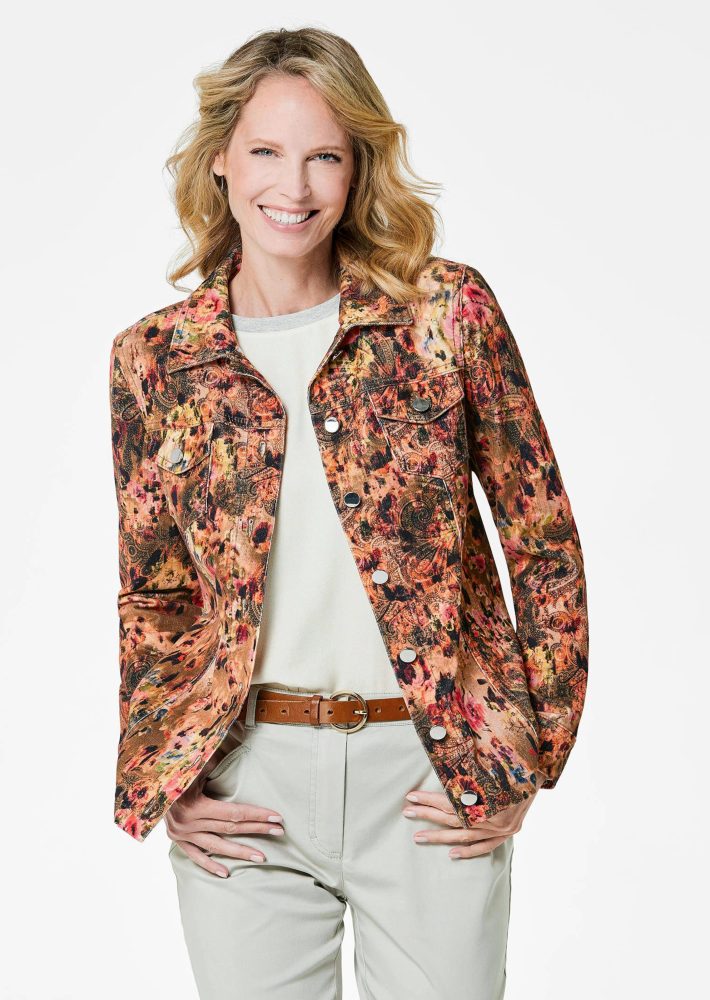 Babycord Jacke mit auffälligem Druck - camel / gemustert - Gr. 21 von Goldner Fashion