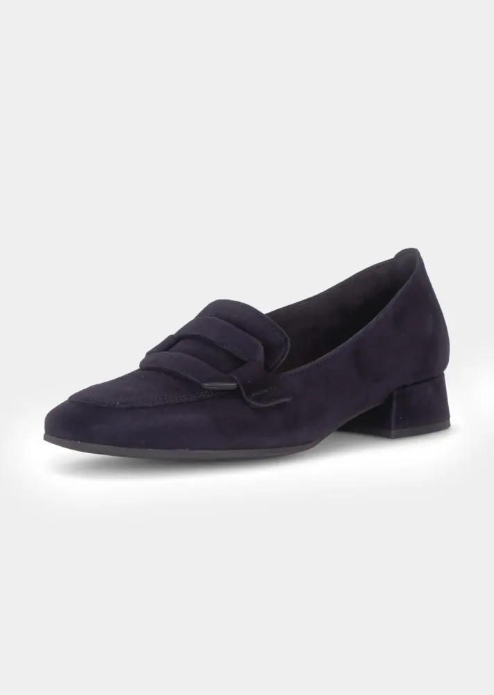 Slipper aus Leder mit Zierelement - marine - Gr. 39 von Goldner Fashion