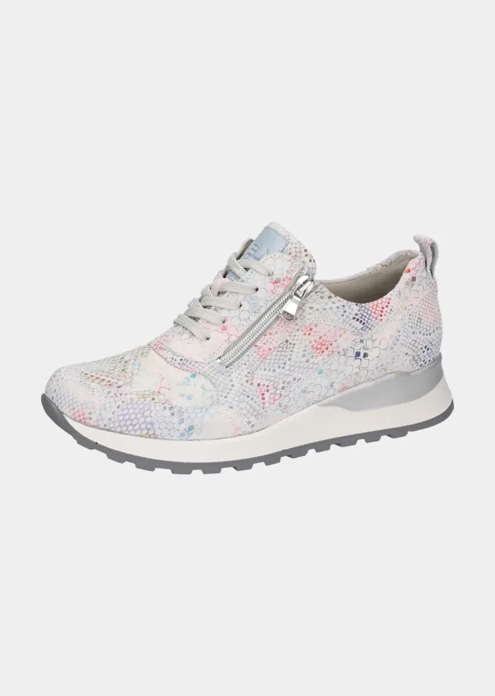 Sneaker mit femininem Foliendruck - grau / bunt - Gr. 5,5 von Goldner Fashion