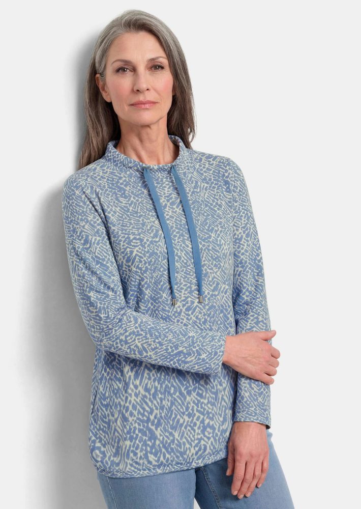 Sweatshirt aus flauschigem Jersey - blau / gemustert - Gr. 19 von Goldner Fashion