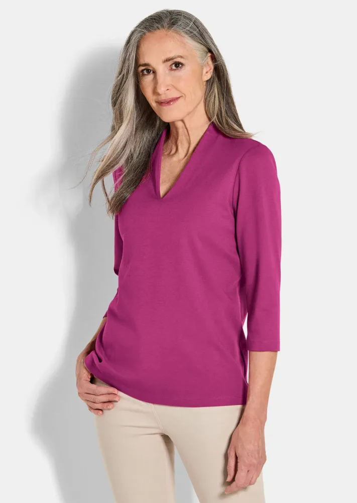 Basic-Shirt aus Interlock-Jersey - beere - Gr. 19 von Goldner Fashion