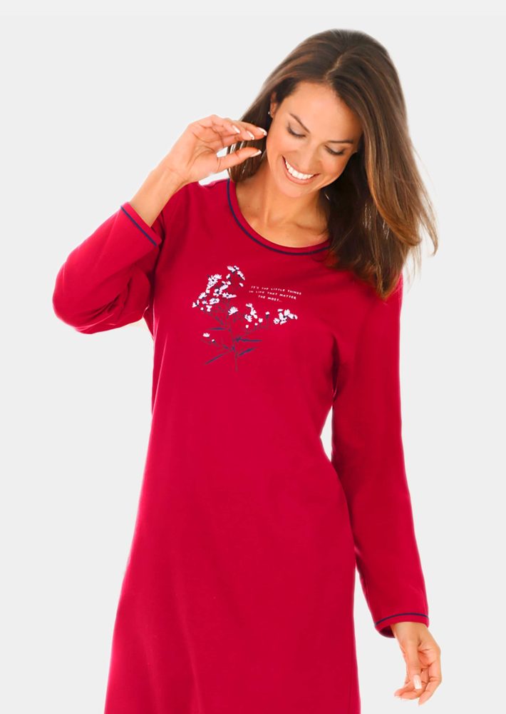 Baumwoll-Nachthemd mit Langarm - rot - Gr. 22/23 von Goldner Fashion