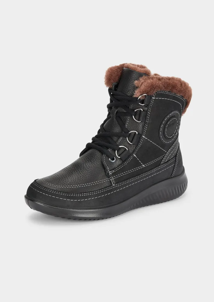 Stiefeletten aus Leder mit Lammfell - schwarz - Gr. 37 von Goldner Fashion