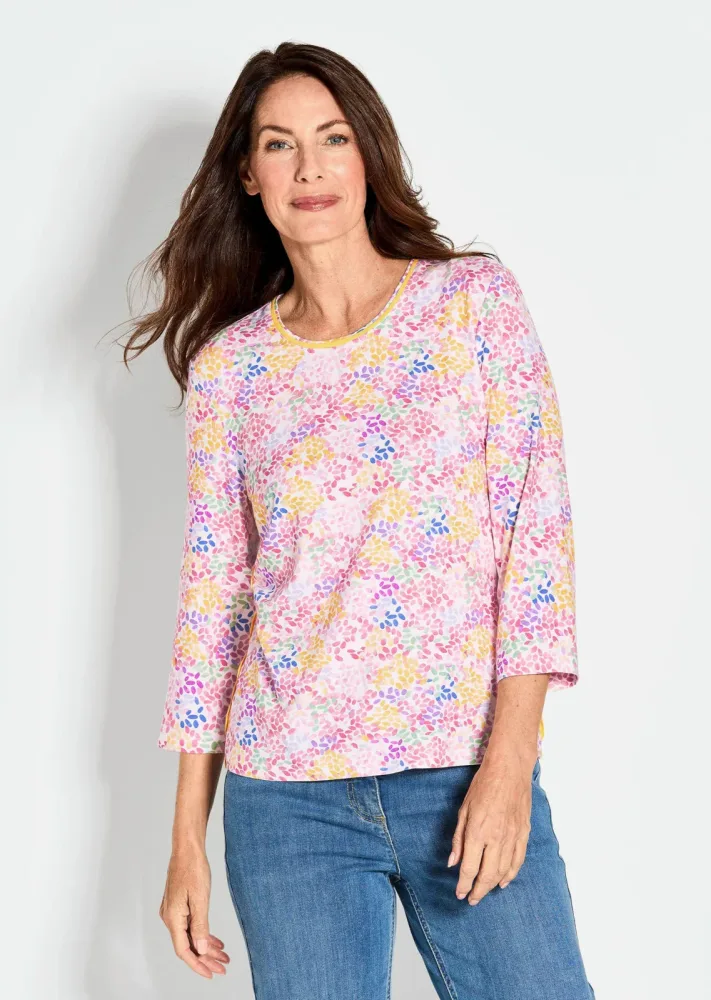 Printshirt in buntem Alloverprint - gelb / gemustert - Gr. 25 von Goldner Fashion