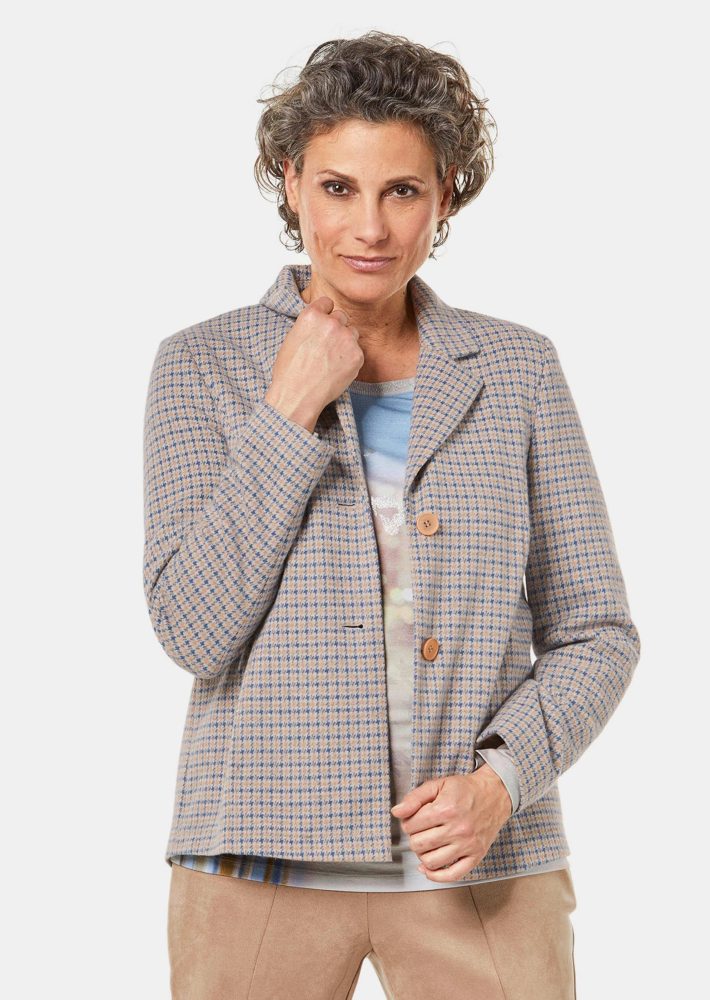 Indoorjacke aus strukturiertem Jersey - beige / gemustert - Gr. 21 von Goldner Fashion