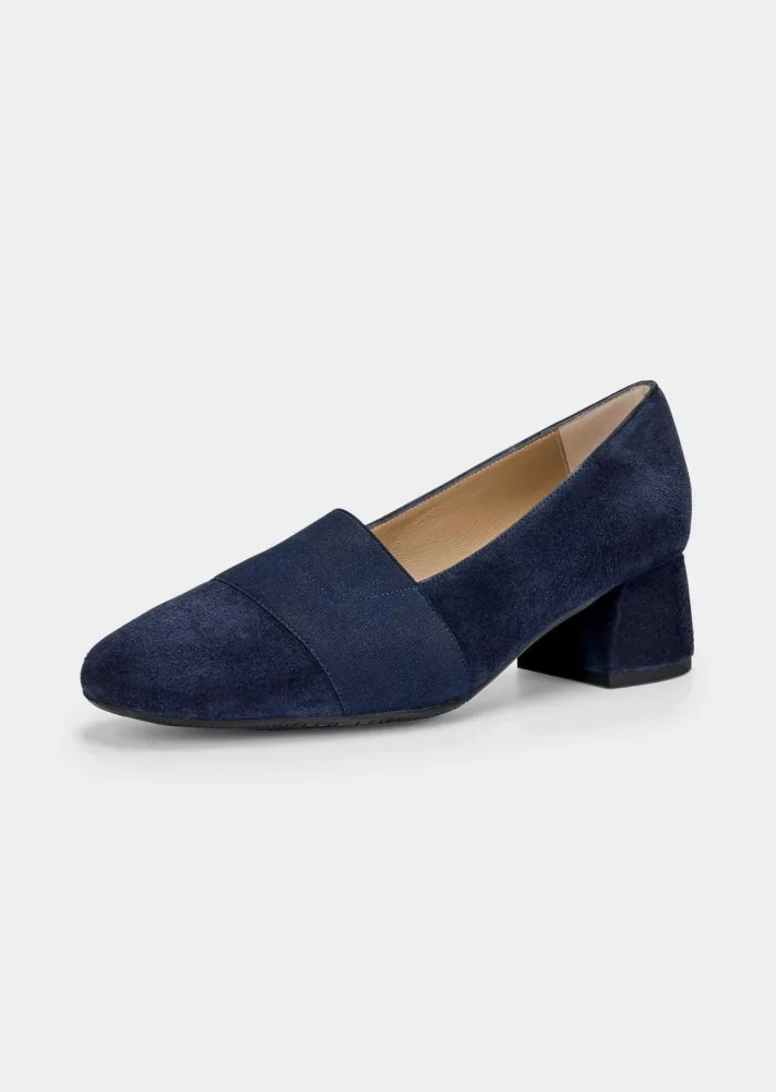 Pumps aus Veloursleder - marine - Gr. 38 von Goldner Fashion