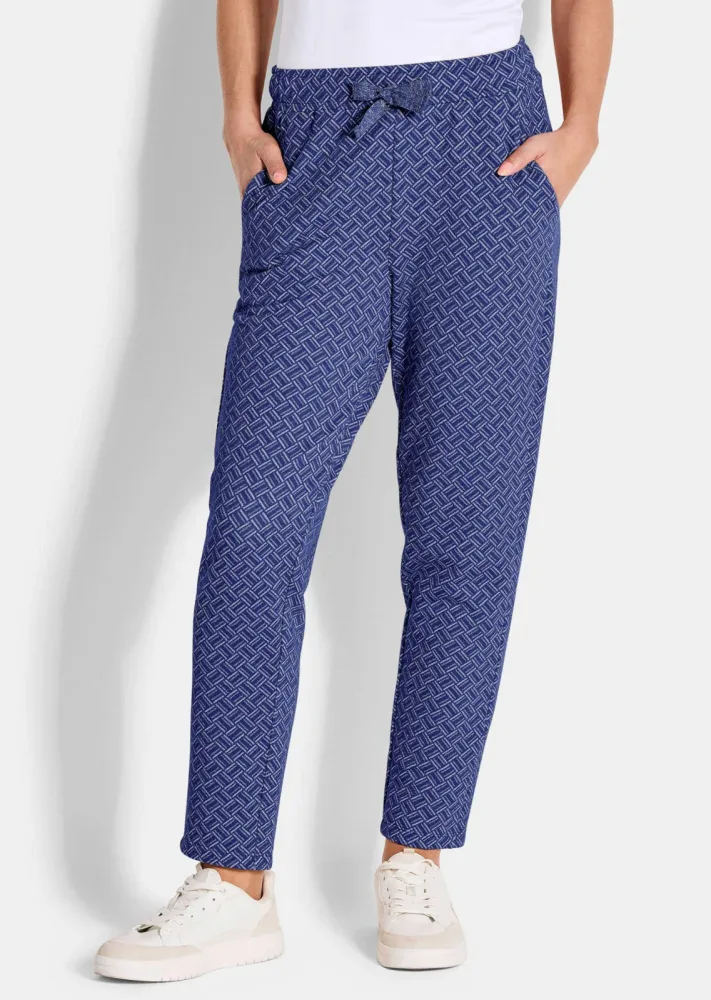 Freizeithose mit Glanz-Details - royalblau / gemustert - Gr. 21 von Goldner Fashion
