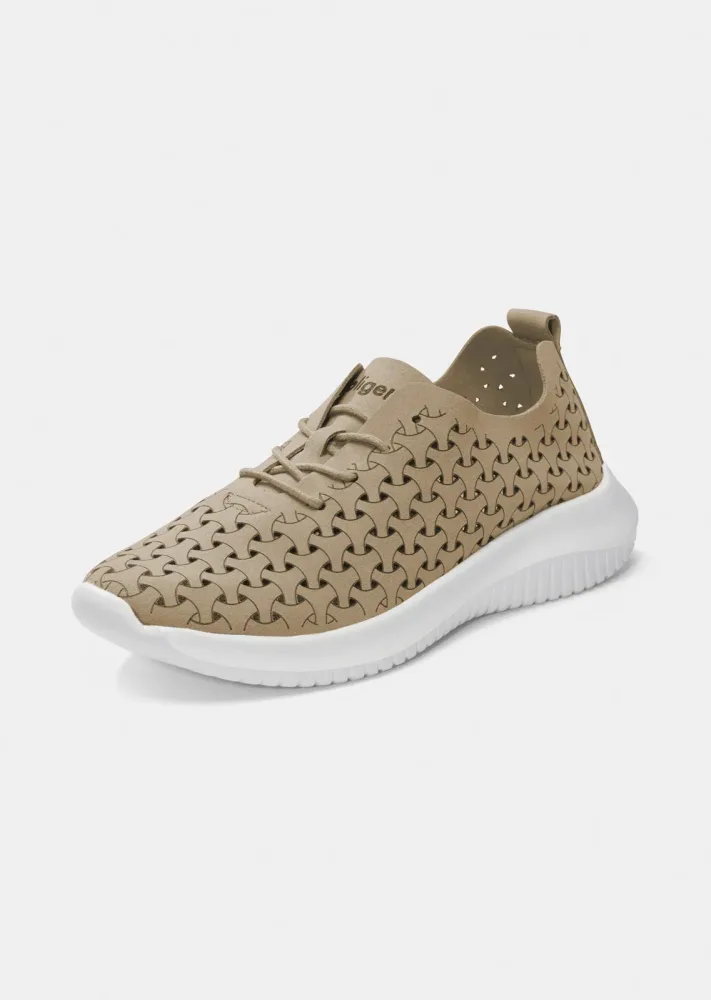 Extraleichte Halbschuhe mit Lochmuster - khaki - Gr. 37 von Goldner Fashion