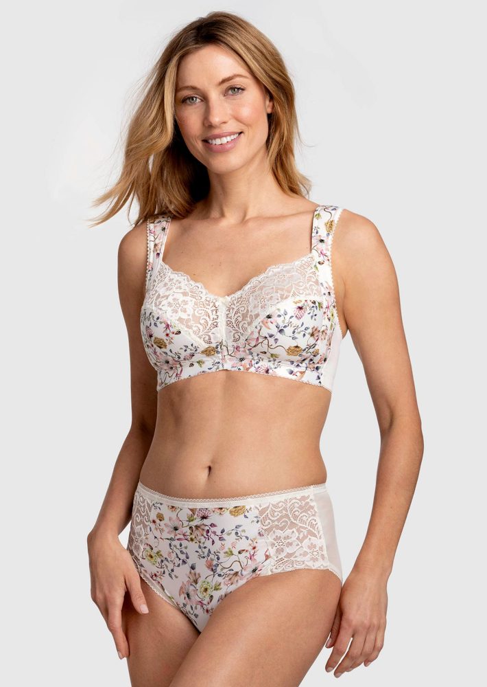 BH ohne Bügel mit Blumenmuster - champagner / geblümt - Gr. 75 B von Goldner Fashion