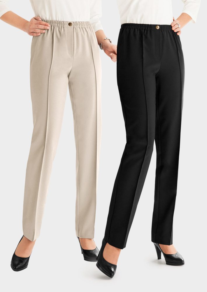 Schlupfhose CARLA im 2er-Pack - beige / schwarz - Gr. 38 von Goldner Fashion