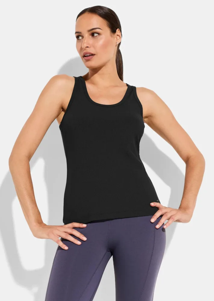 Geripptes Tanktop - schwarz - Gr. L von Goldner Fashion