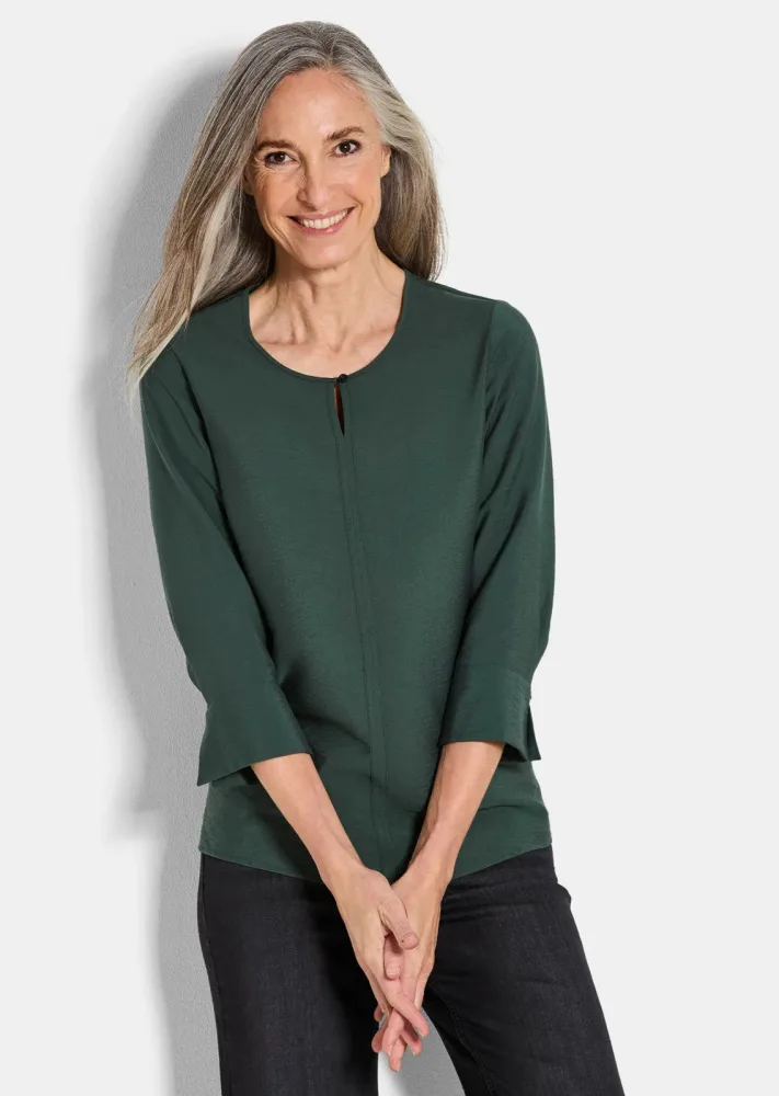 Rundhalsbluse aus strukturiertem Viskosemix - grün - Gr. 20 von Goldner Fashion
