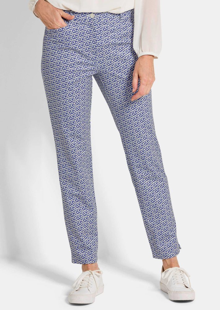 Druckhose LOUISA in Scuba-Qualität - royalblau / beige / gemustert - Gr. 20 von Goldner Fashion