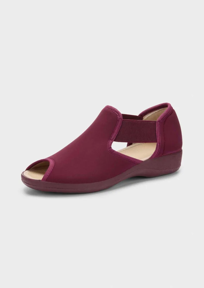 Hausschuhe mit Gummizug und Kautschuk-Sohle - bordeaux - Gr. 39 von Goldner Fashion