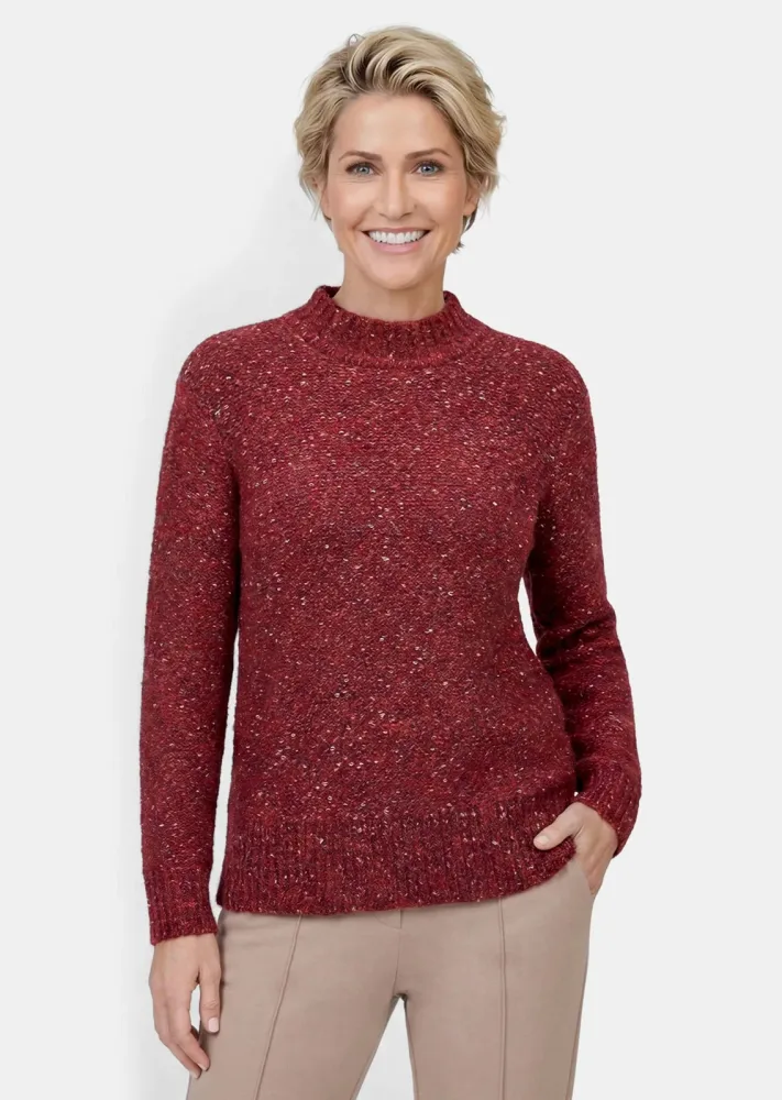 Strickpullover in Bouclé Optik - rot / méliert - Gr. 21 von Goldner Fashion