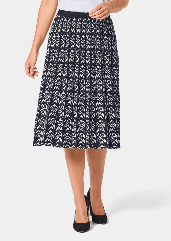 Hochwertiger Jacquard-Strickrock - schwarz / weiss / gemustert - Gr. 23 von Goldner Fashion