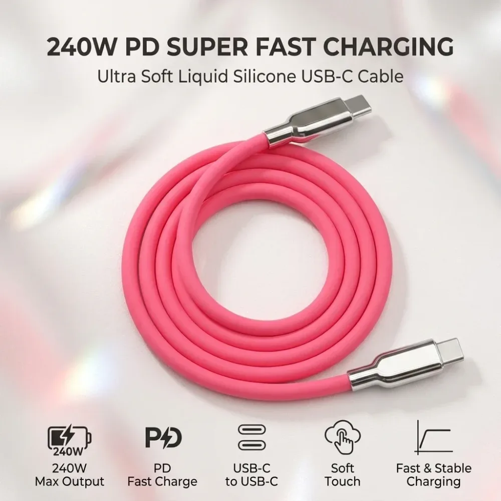 240W USB-C zu USB-C Kabel PD Schnellladung Flüssigsilikon Weiches Ladekabel für iPhone 17 16 15 Pro Max MacBook Samsung Xiaomi