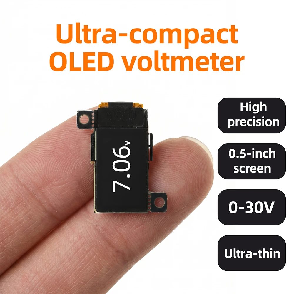 DC 0-30V Mini-Digital-Voltmeter, 0,5-Zoll-OLED-Display, hochpräzises 2/3-Draht-Spannungsmessgerät, 5 Hz/10 Hz einstellbar