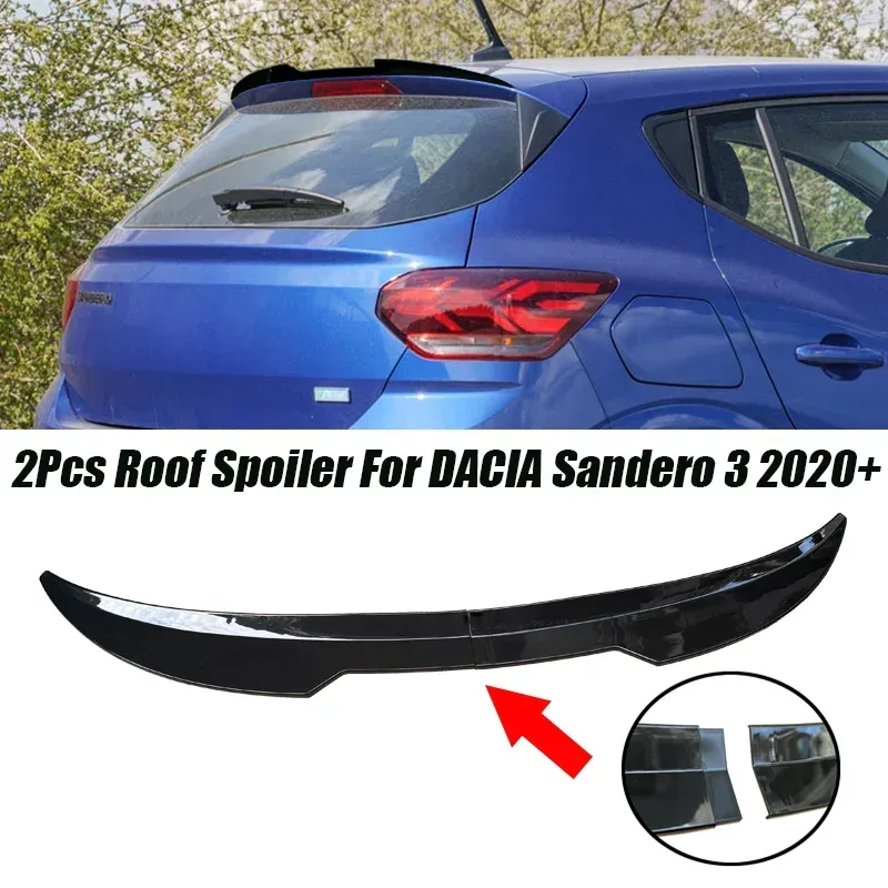 2 Stück 99cm Auto-Dachheckspoilerlippe für DACIA Sandero 3 (DJF) 2020+ Hochglanz Schwarz ABS