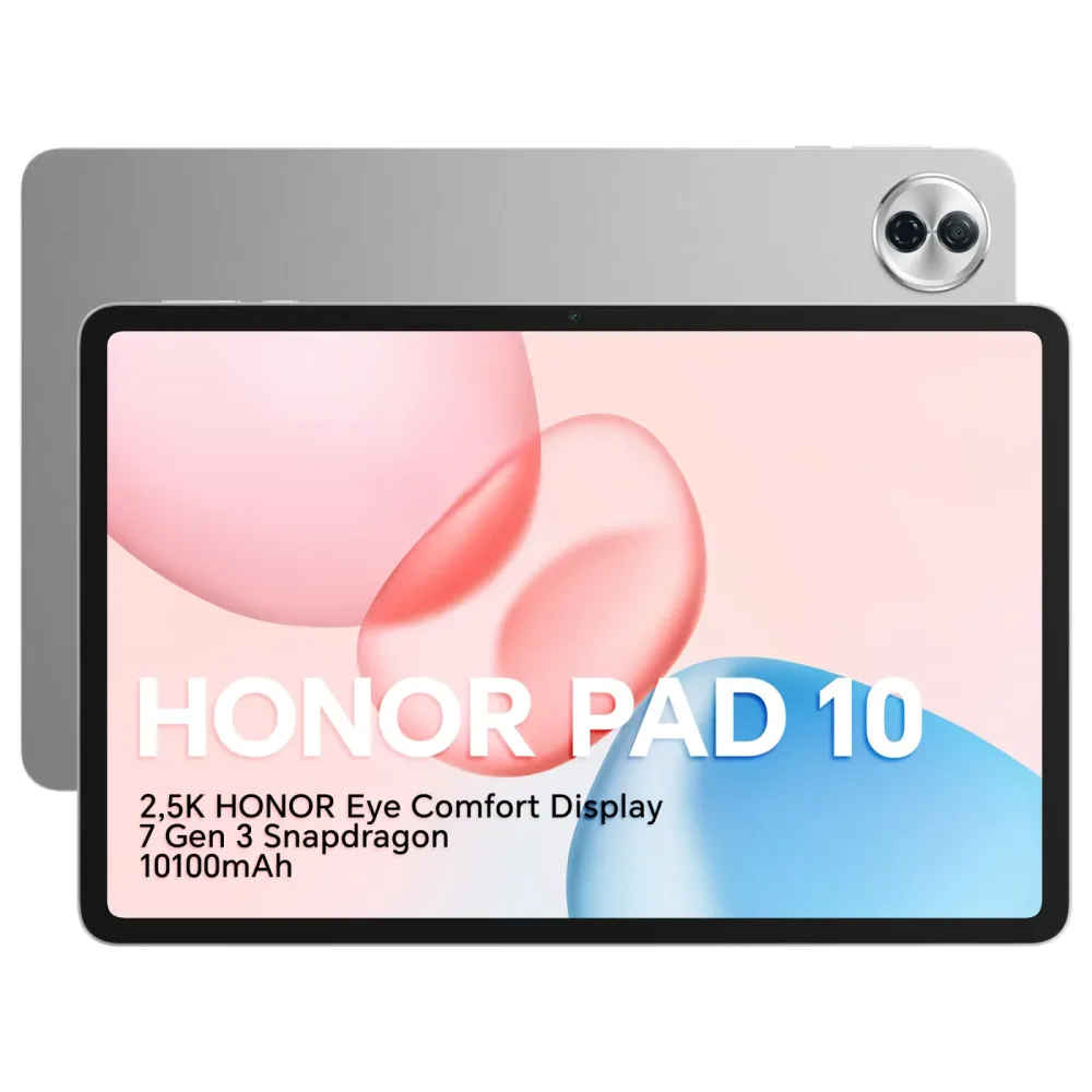 HONOR Pad 10, 120 Hz, 12,1-Zoll-2,5K HONOR Eye Comfort Display, 8 GB RAM, 256 GB ROM, Snapdragon 7 Gen 3 Prozessor, 10100mAh Akku, nur Wi-Fi, 6 Lautsprecher, Android 15, Grau