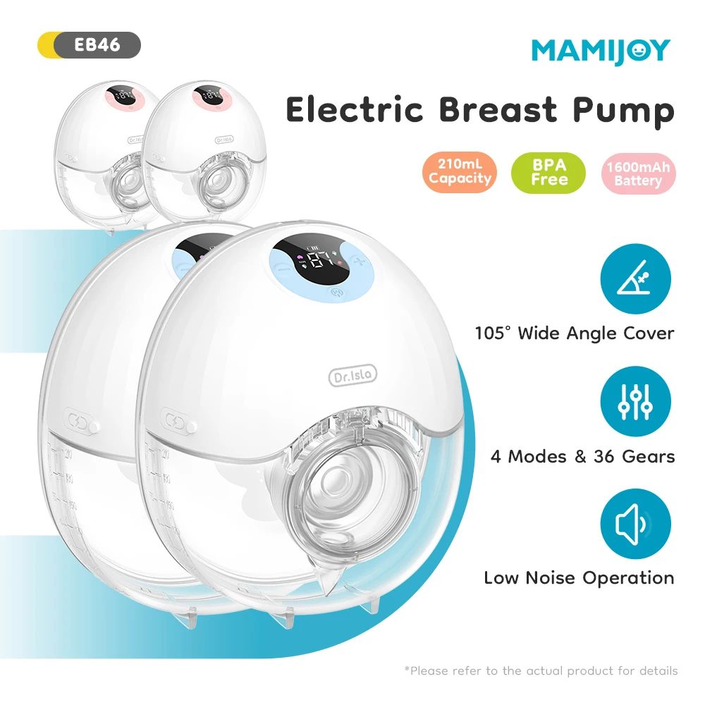 MAMIJOY 2 tragbare Milchpumpe, 4 Modi und 36 Stufen, tragbare elektrische Milchpumpen, Komfort-Milchsammler, freihändig, niedrige Niose