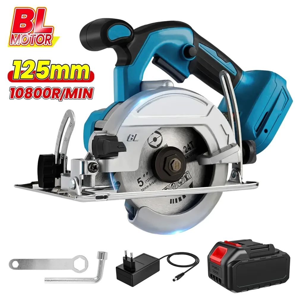 Bürstenlose 5-Zoll 125mm Mini-Elektrokreissäge Kabellos 0-45 °   Verstellbares Holzbearbeitungs-Elektrowerkzeug für Makita 18V Akku