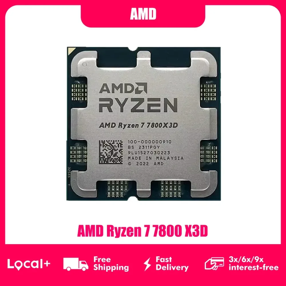 AMD Ryzen 7 7800X3D R7 7800 X3D 7800X 3D Gaming-Prozessor 8-Kern 96MB 3D V-Cache Sockel AM5 5,0GHz Ohne Lüfter