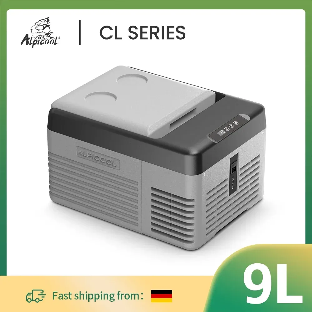Alpicool CL9 9L Auto-Kühlschrank 12V Kompressor-Kühlbox Mini-Gefrierschrank 12/24V DC 100-240V AC Tragbarer Kühler für Camping und Reisen
