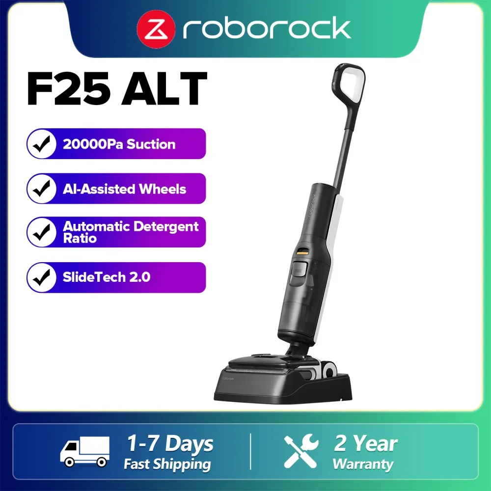Roborock F25 ALT Akku-Nass- und Trockensauger, 20.000 Pa Saugleistung, mit KI-unterstützten Rädern, weniger als 1 mm Kantenreinigung