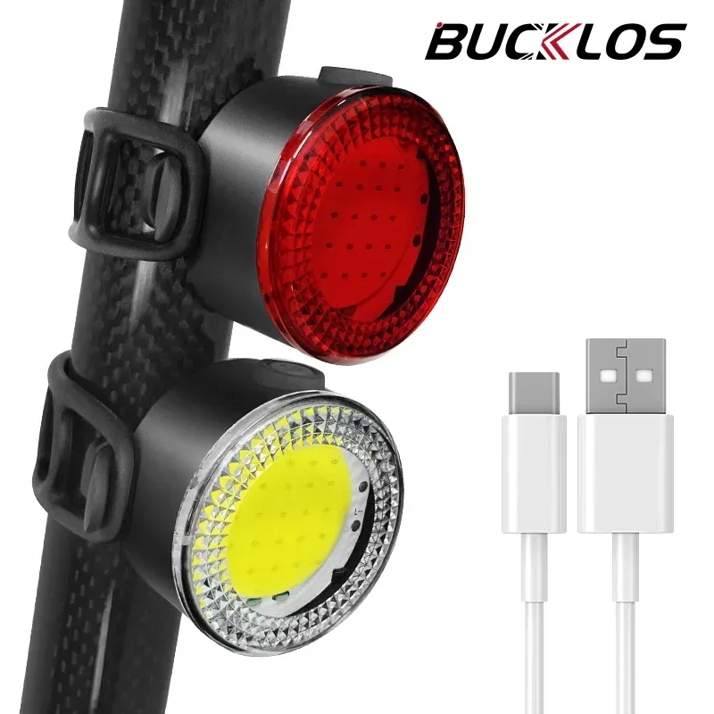 BUCKLOS Fahrrad COB-Lichtset USB-Aufladung Hochsichtbares Rücklicht 500lm MTB Rennrad-Licht Lampe Fahrradzubehör