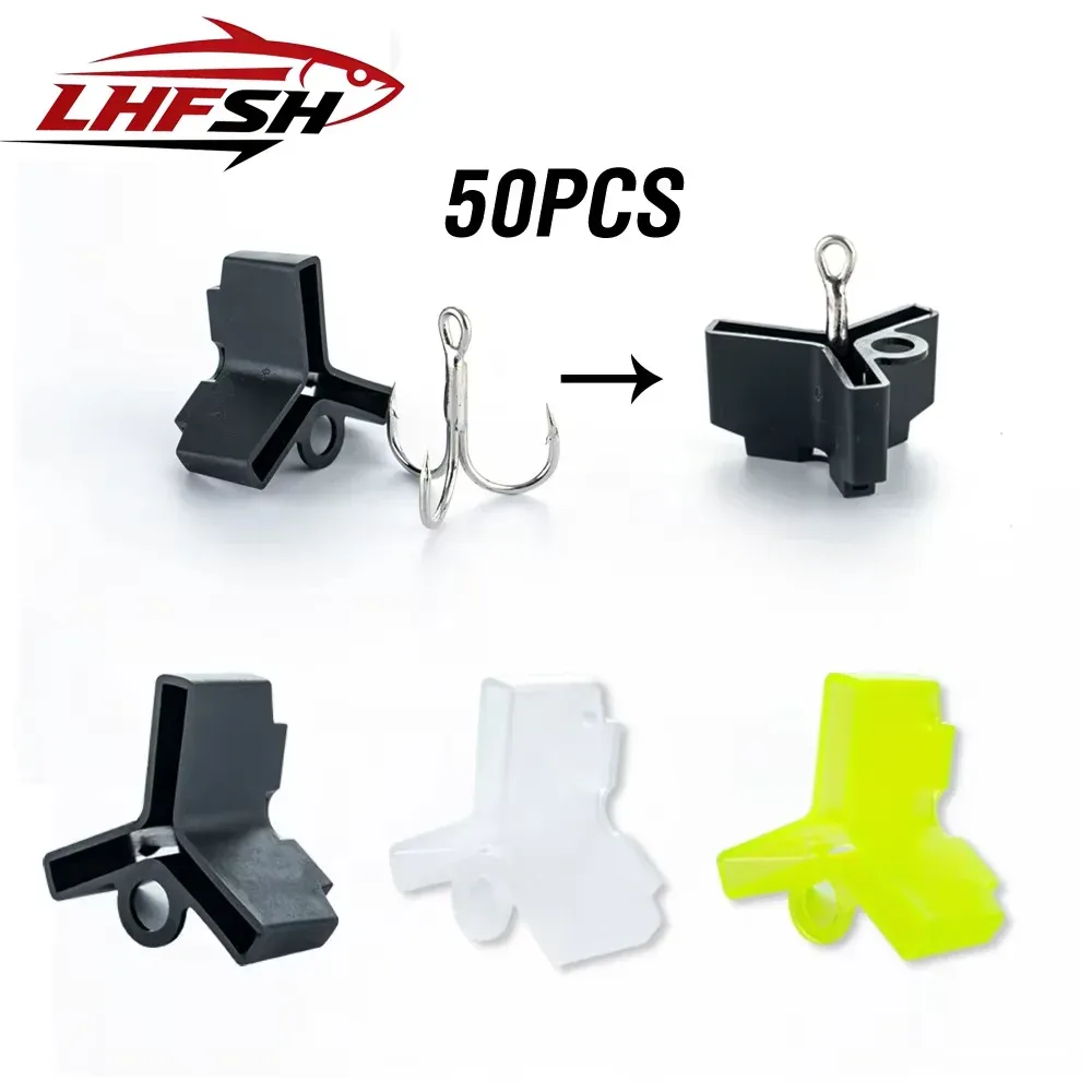 50Pcs/100Pcs Kunststoff Drillinge Schutzhülle Weiß/Gelb Angelhaken Anti-Scratch Schutzhülle Karpfen angeln Zubehör