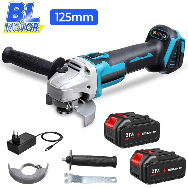 125 mm bürstenloser kabelloser elektrischer Winkelschleifer, 4-Gang-Schleif- und Poliermaschine, Holzbearbeitungs-Elektrowerkzeug für Makita 18 V Akku