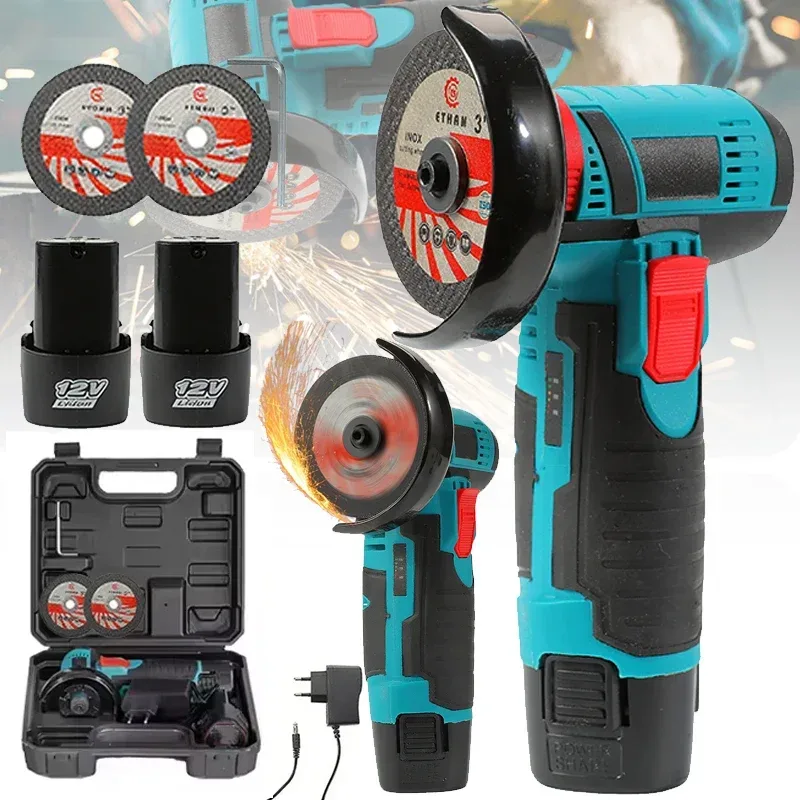 12V Kabelloser Winkelschleifer-Set Lithium-Akku Wiederaufladbar 19500 U/min Mini-Polier- und Schneidemaschine Werkzeuge für DIY-Heimprojekte