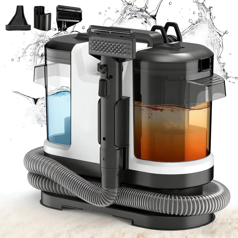 Tragbarer Teppichreiniger mit Sprüh- und Saugfunktion, All-in-One Tierflecken-Reiniger, 500W 12kPa Handstaubsauger für Heim und Polstermöbel