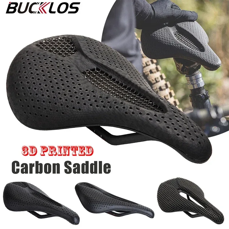 BUCKLOS 3D Gedruckt Fahrrad Sattel Volle Carbon Faser Fahrrad Sitzkissen Ultraleicht Straße Mountainbike Sattel Carbon MTB Sitz